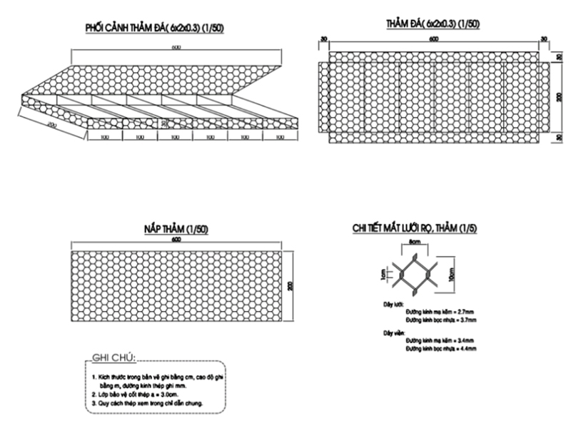 Kích thước rọ đá tiêu chuẩn phổ biến hiện nay