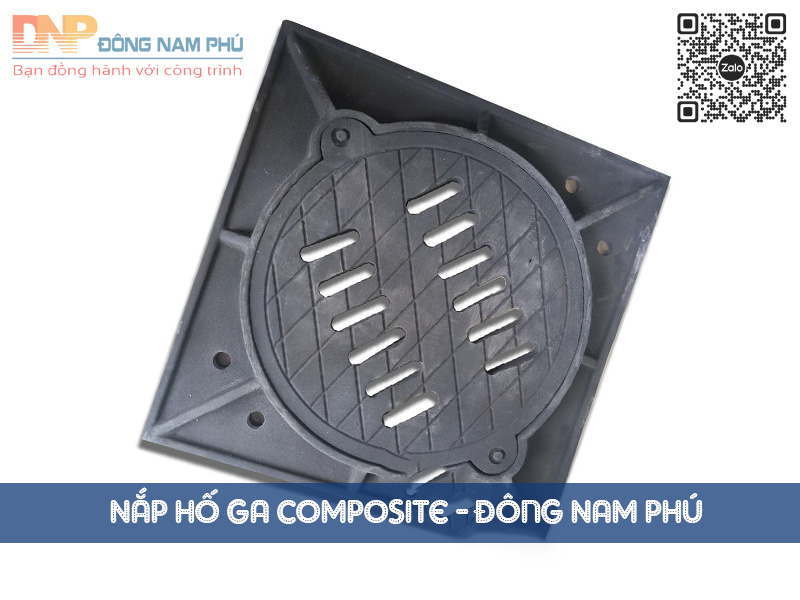 Nắp hố ga 850×850 có lỗ thu nước bằng composite
