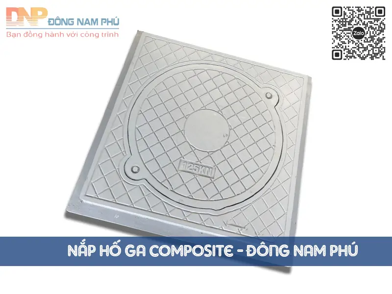 Nắp hố ga composite khung vuông dương nắp tròn